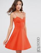 Asos Tall Scuba Strappy Mini Skater Dress - Tangerine $41.00