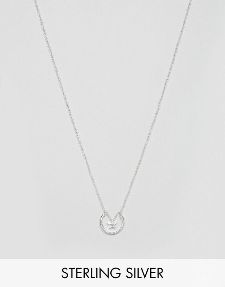 Asos Sterling Silver Horseshoe Star Necklace - Silver