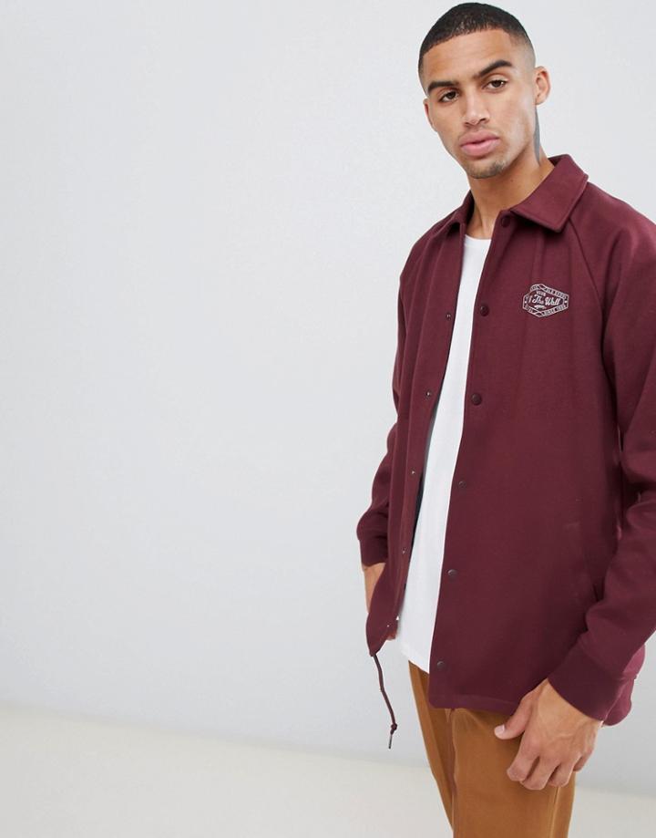Vans Torrey Fleece Coach Jacket In Burgundy-blue