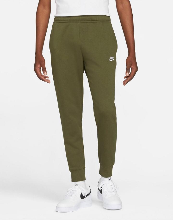 Nike Club Fleece Cuffed Sweatpants In Khaki-green