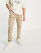 Le Breve Elasticized Waist Chino Pants In Stone-neutral