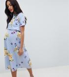 Asos Design Maternity Nursing Scuba Prom Dress With Crop Top In Occasion Floral Print - Multi