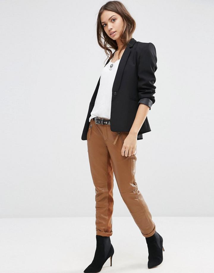 Gestuz Ada Leather Pants - Camel