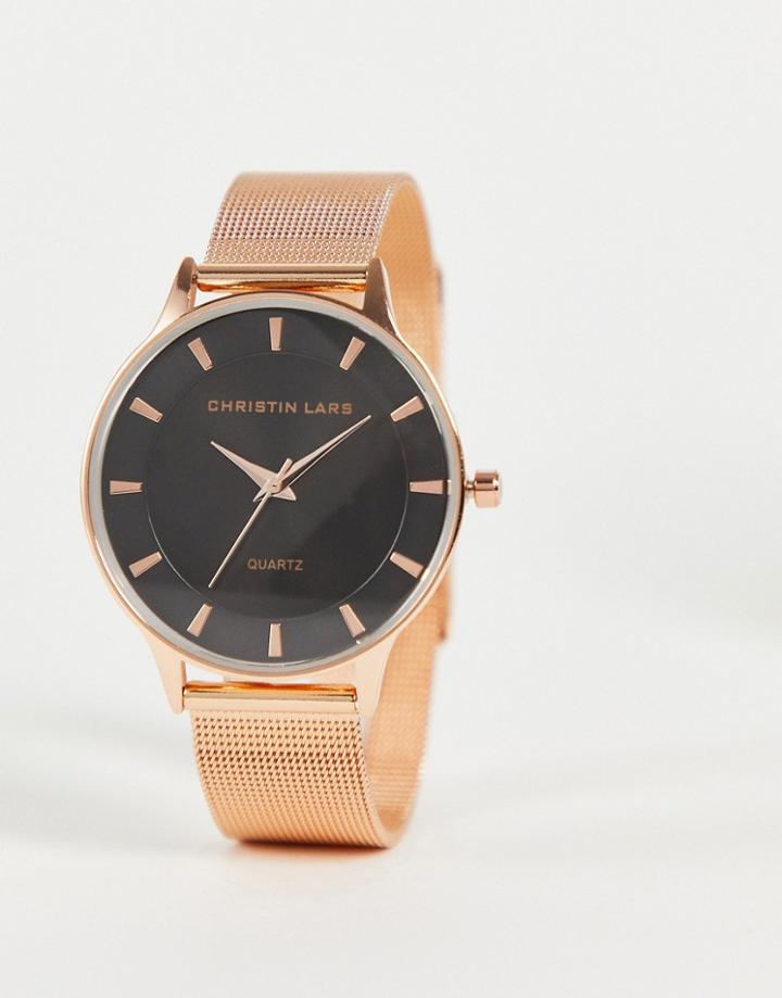Christian Lars Men's Slimline Mesh Strap Watch In Gold