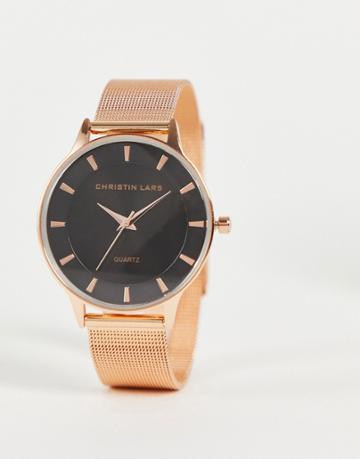 Christian Lars Men's Slimline Mesh Strap Watch In Gold