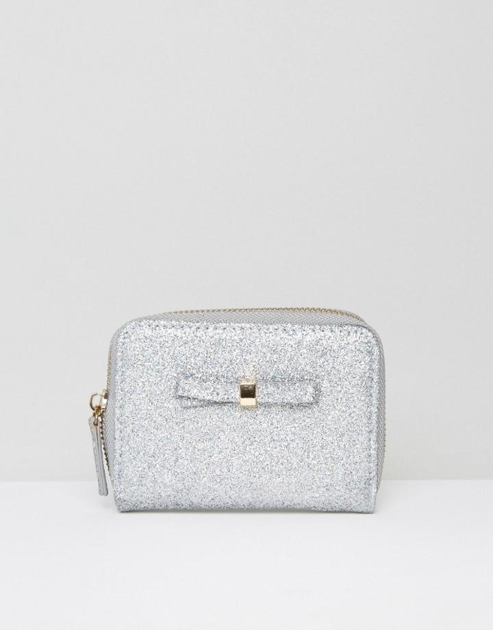 New Look Glitter Bow Coin Purse - Silver