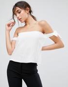 Unique21 Off The Shoulder Tie Blouse - White
