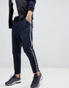 Boohooman Smart Joggers With Side Stripe In Navy - Navy