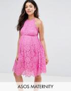 Asos Maternity Lace Scallop Mini Prom Dress - Pink