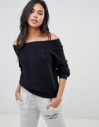 Abercrombie & Fitch Off The Shoulder Sweater - Black