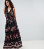 Parisian Tall Border Print Floral Maxi Dress - Black