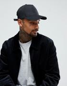 Asos Baseball Cap In Black Peached Texture With Embroidered Cities Detail - Black