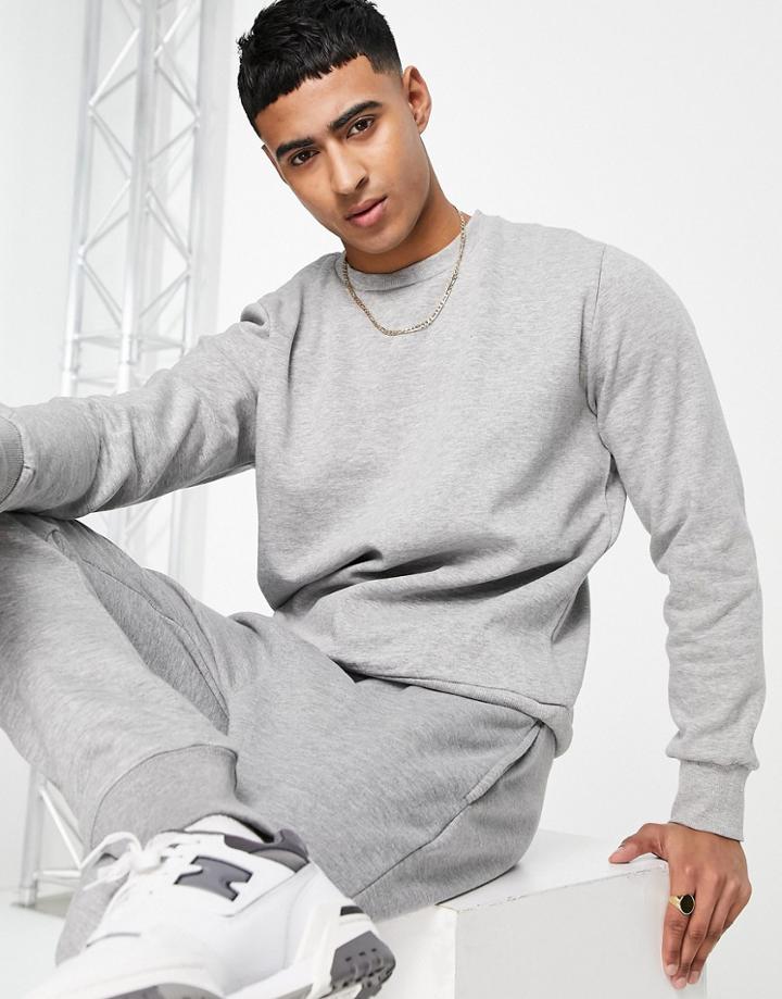 Brave Soul Crew Neck Sweatshirt In Light Gray Heather