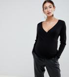 Asos Design Maternity Sweater With Wrap Detail - Black