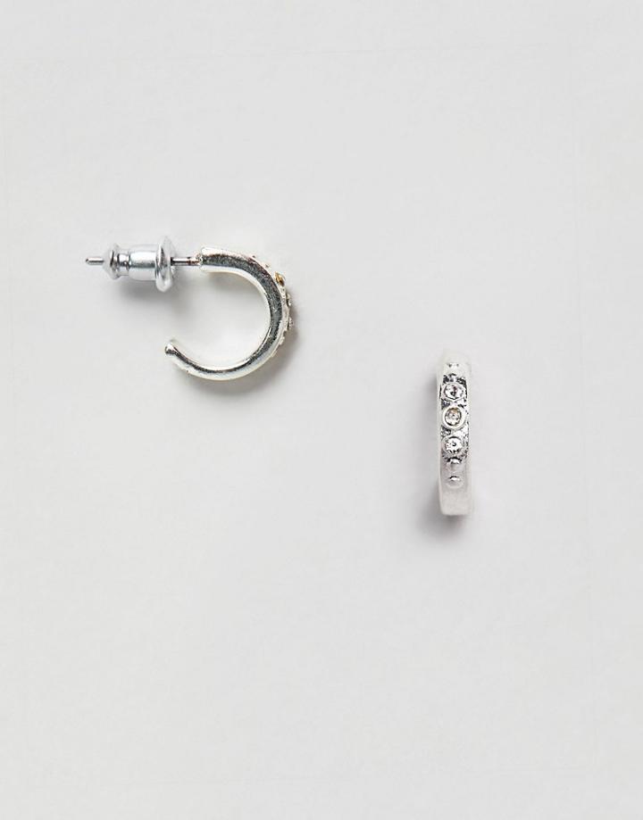 Pilgrim Silver Plated Stud Earrings With Rhinestone - Silver