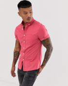 Asos Design Skinny Oxford Shirt In Dark Pink - Pink