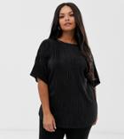 Asos Design Curve T-shirt In Plisse-black
