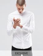 Only & Sons Skinny Shirt With Curve Collar With Stretch - White