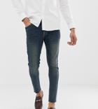 Asos Design Tall Super Skinny Jeans In Dark Blue Wash - Blue