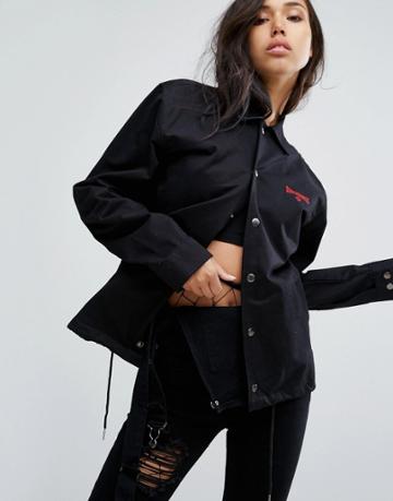 Wasted Paris Oversized Skate Coach Jacket - Black