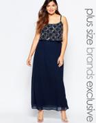 Lovedrobe Double Layer Embellished Maxi Dress - Navy