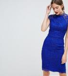 Chi Chi London Tall Scallop Lace Pencil Dress - Blue