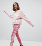 Adidas Originals Three Stripe Leggings In Pink - Red