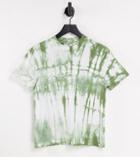 Collusion Vintage Fit Cropped T-shirt In Green Tie-dye