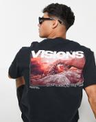 New Look Visions Printed T-shirt In Black