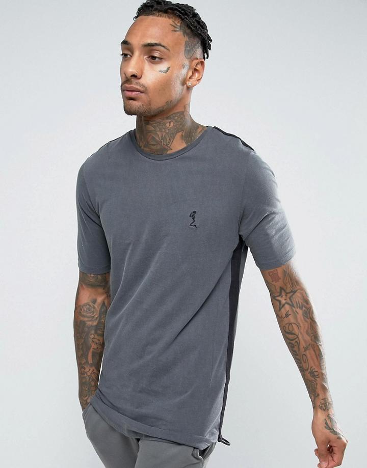 Religion Longline T-shirt With Web Taping - Gray