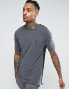 Religion Longline T-shirt With Web Taping - Gray