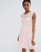 Pussycat London Lattice Detail Skater Dress - Pink