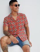 Boohooman Revere Shirt In Red - Red