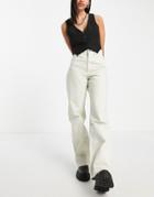 Dr Denim Echo Sky High Wide Leg Jeans In Ecru-white