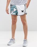 Good For Nothing Retro Shorts With Tropical Print - White
