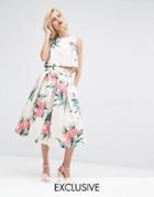 Horrockses Betty Co-ord Midi Skirt In Lily Print - Nude Lily Print