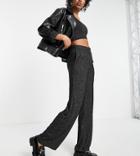 Vero Moda Tall Wide Leg Knitted Pant In Dark Gray - Part Of A Set
