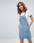 Asos Design Denim Overall Dress In Vintage Blue - Blue