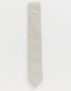 Twisted Tailor Linen Tie In Stone Stripe