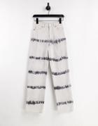 Monki Taiki Organic Cotton Straight Leg Jeans In Tie Dye Stripe-multi