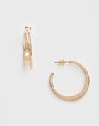 Asos Design Hoop Earrings In Split Design In Gold Tone - Gold