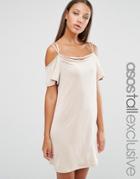Asos Tall Slinky Drape Cami Mini Dress - Beige