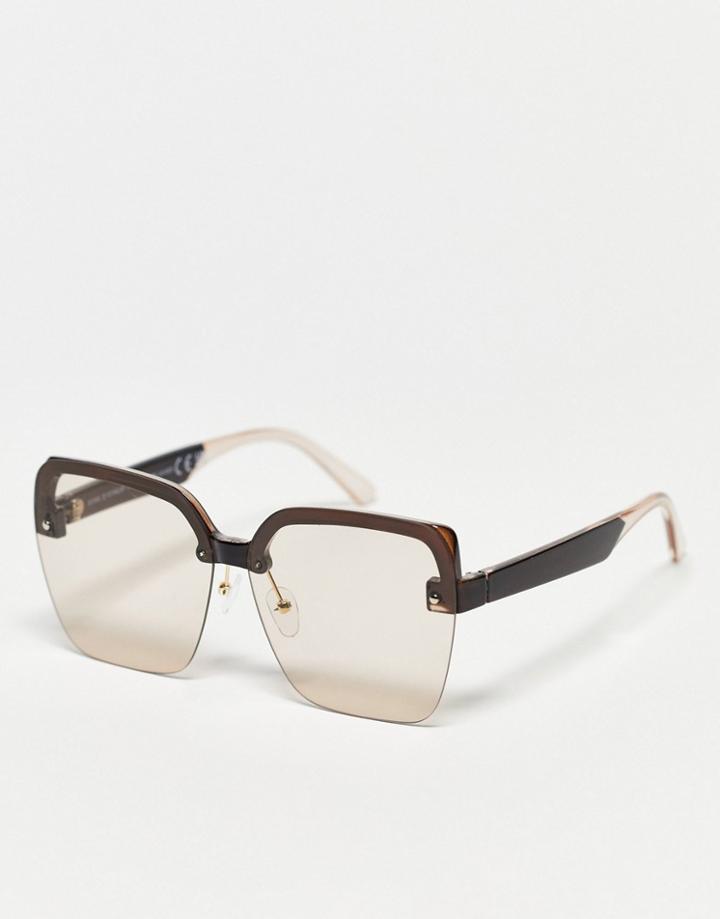 Svnx Retro Square Half Rim Sunglasses In Clear