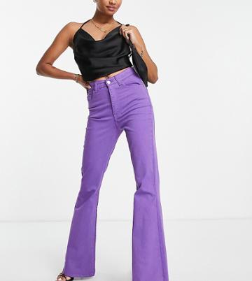 I Saw It First Petite Fitted Flared Jeans In Purple-multi