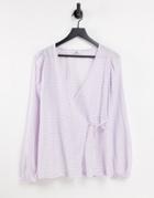 Envii Sage Wrap Shirt In Lilac Check - Part Of A Set-purple