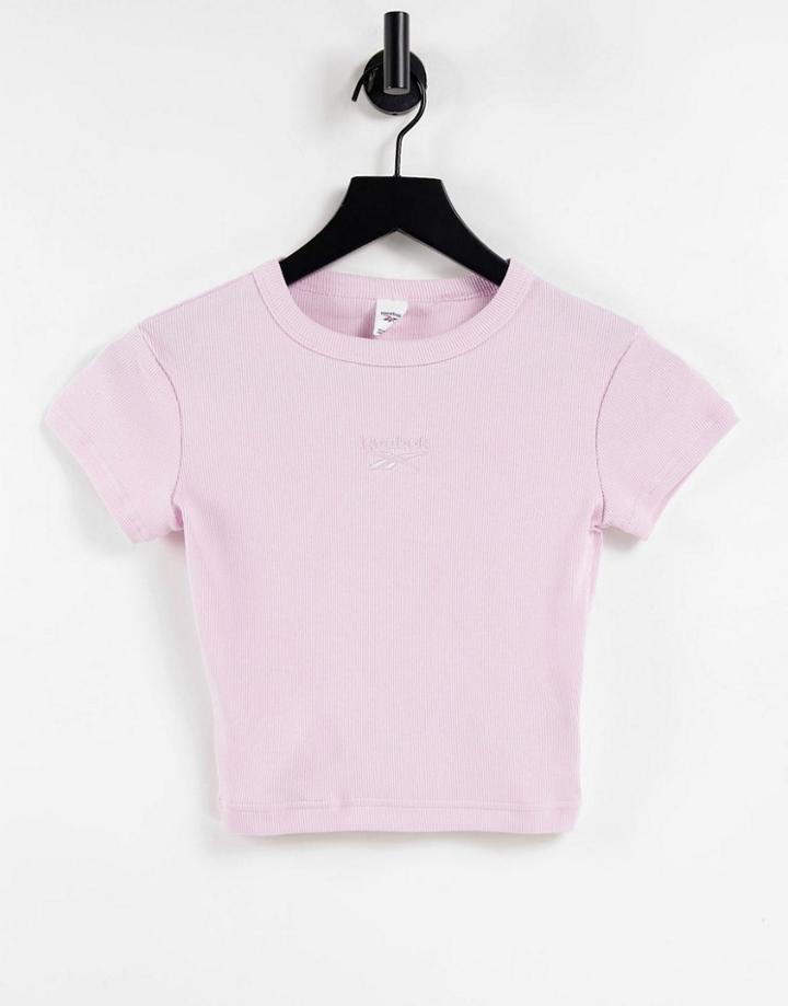 Reebok Ribbed Crop T-shirt In Pastel Pink