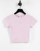 Reebok Ribbed Crop T-shirt In Pastel Pink
