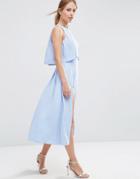 Asos Crop Top Wrap Split Midi Dress - Blue