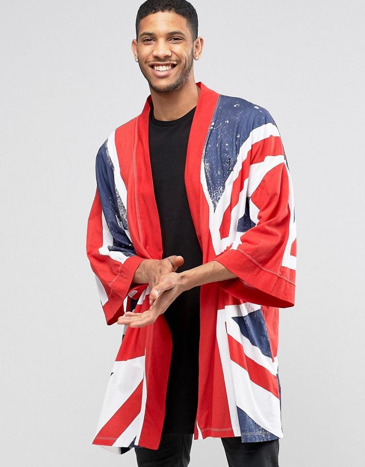 Religion Union Jack Jersey Kimono - Red White Blue