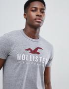 Hollister Iconic Applique Logo T-shirt In Gray Marl - Gray